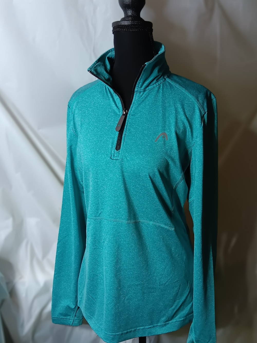 Head Womens Quarter Zip  Workout Pullover Medium Teal